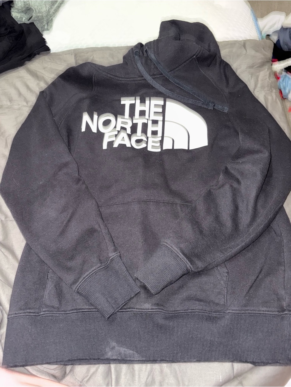 The North Face Black Pullover Hoodie with White Logo